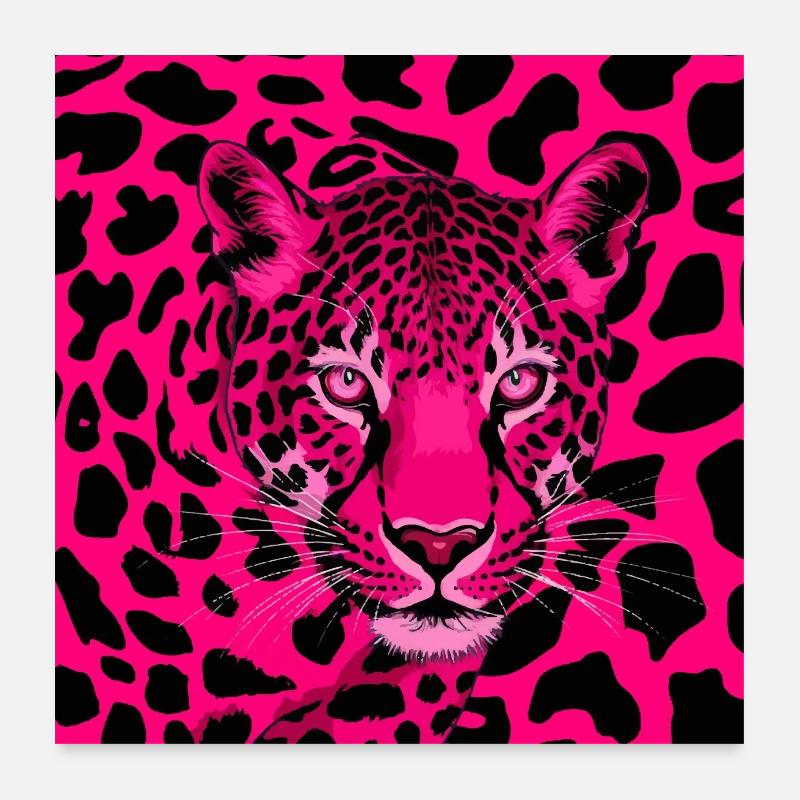 Leopard pattern pink black Poster 24" x 24" (60x60 cm)