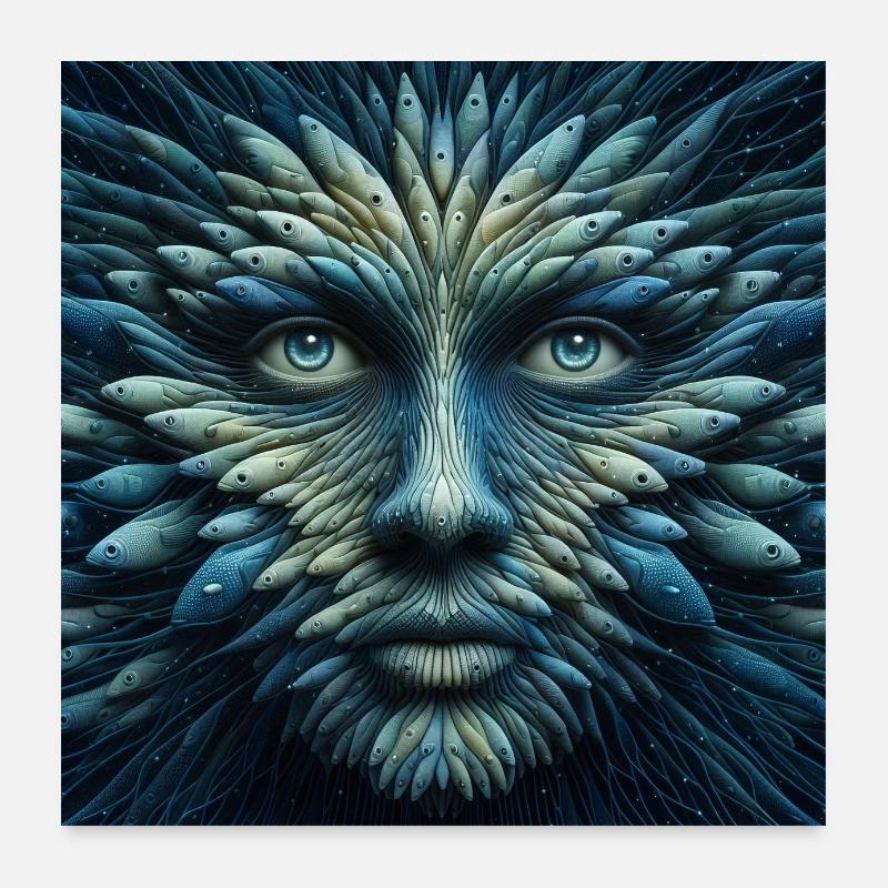 Visage des Poissons 3 Poster 60 x 60 cm