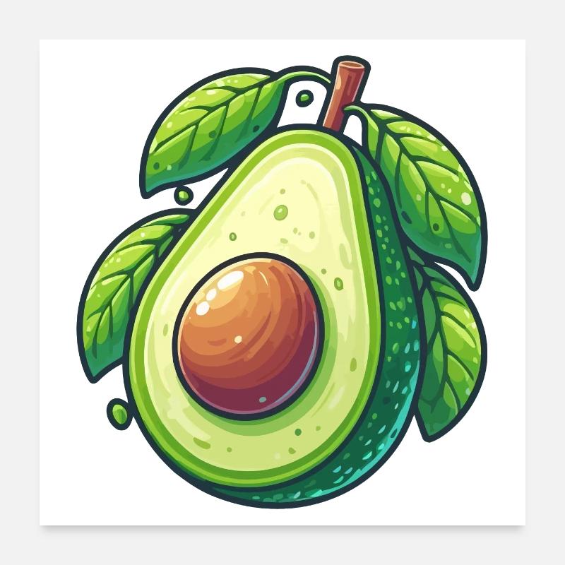 L'avocado e le sue foglie Poster 60x60 cm