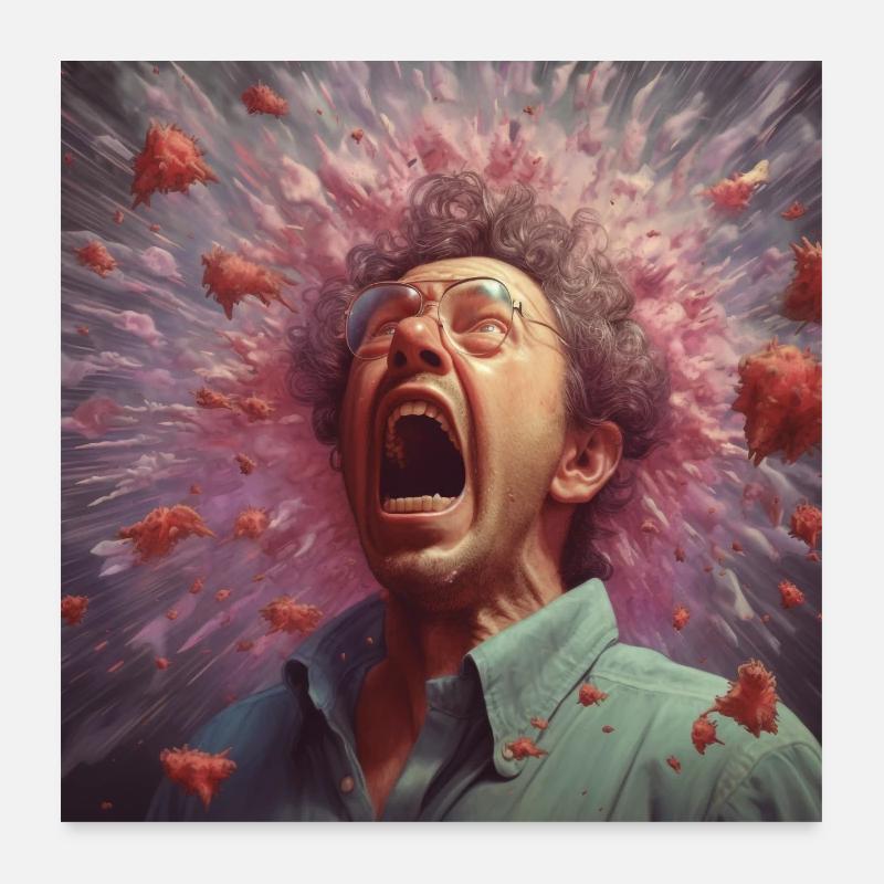 Les bactéries volent en éternuant Poster 60 x 60 cm