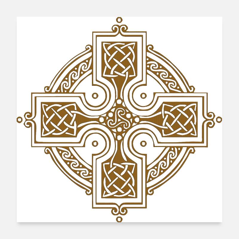 Keltische Kreise, Ecken, Farbfelder, Gothic-Symbole Poster 60x60 cm