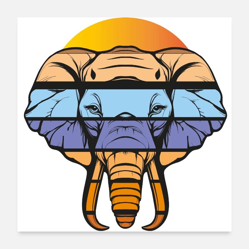 Elefant Elephant in coolen Farben Poster 60x60 cm