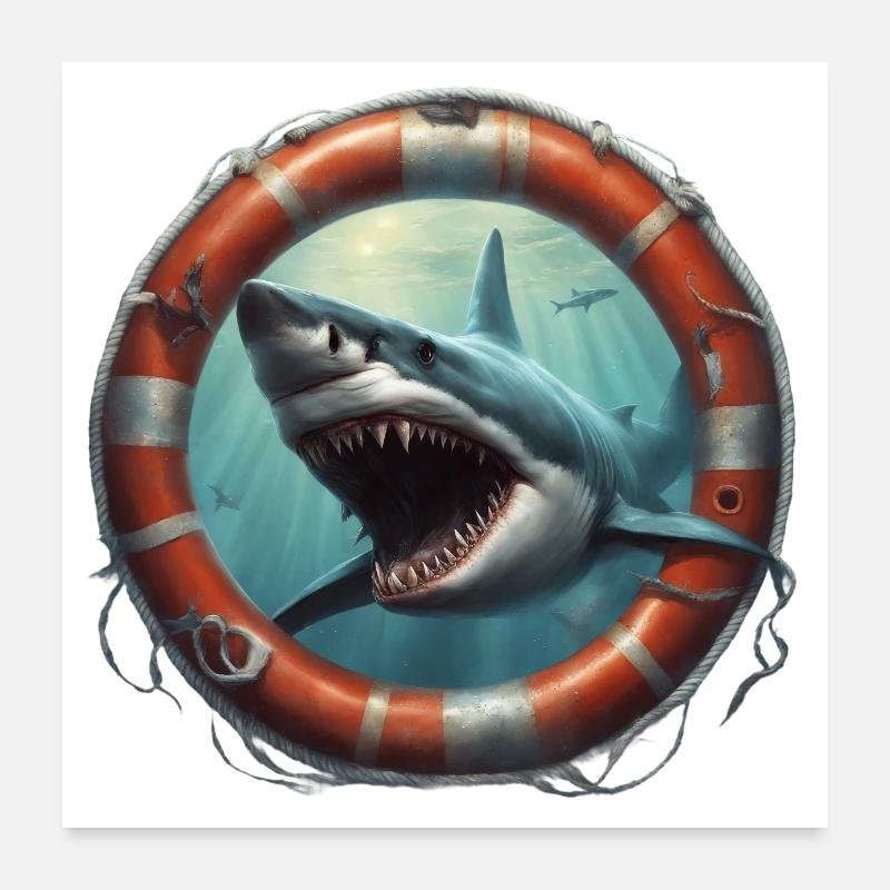 White Shark Poster 60x60 cm