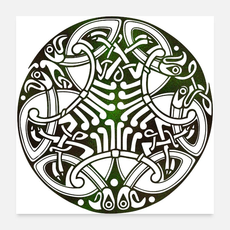 Keltische Kreise, Ecken, Farbfelder, Gothic-Symbole Poster 60x60 cm