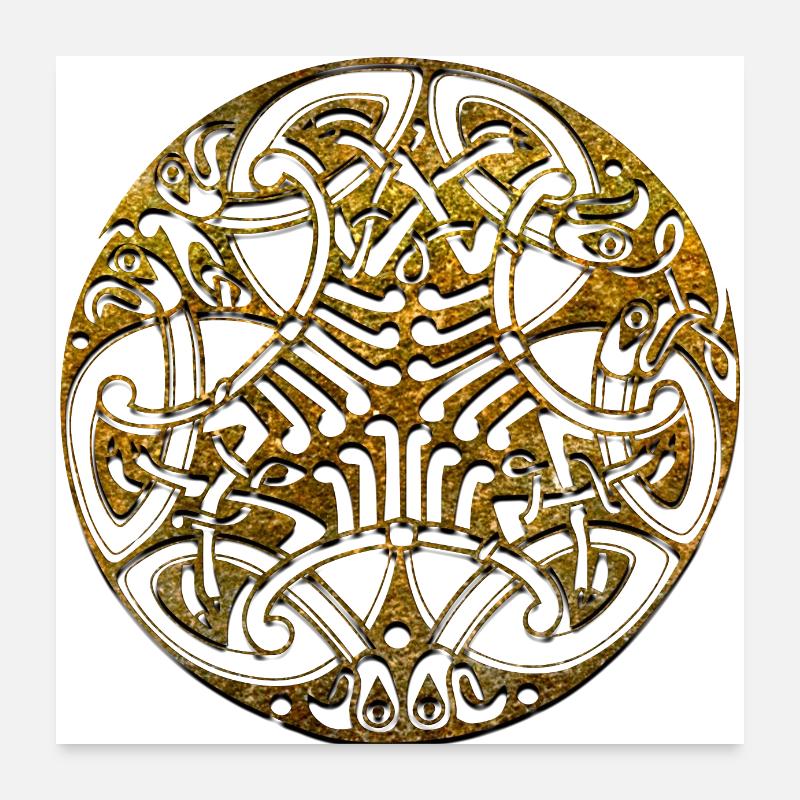 Keltische Kreise, Ecken, Farbfelder, Gothic-Symbole Poster 60x60 cm
