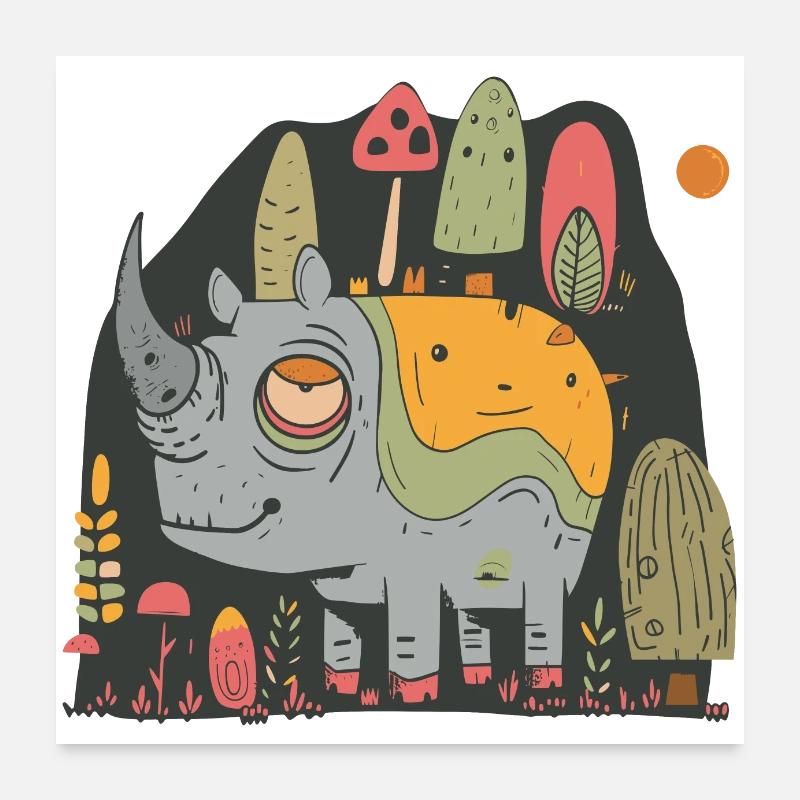 Müdes Nashorn | © M2-D2 - Poster 60x60 cm - Weiß