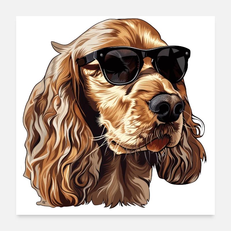 English Cocker Spaniel, Hund, Sonnenbrille, Sommer Poster 60x60 cm