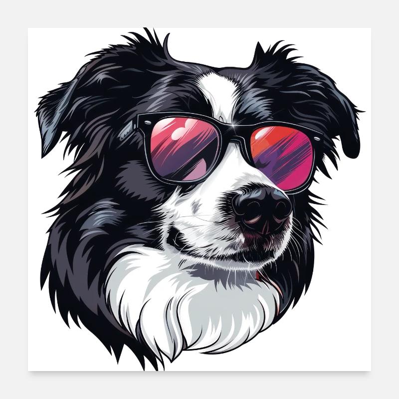 Border Collie, Dog, Sunglasses, Summer Poster 24" x 24" (60x60 cm)