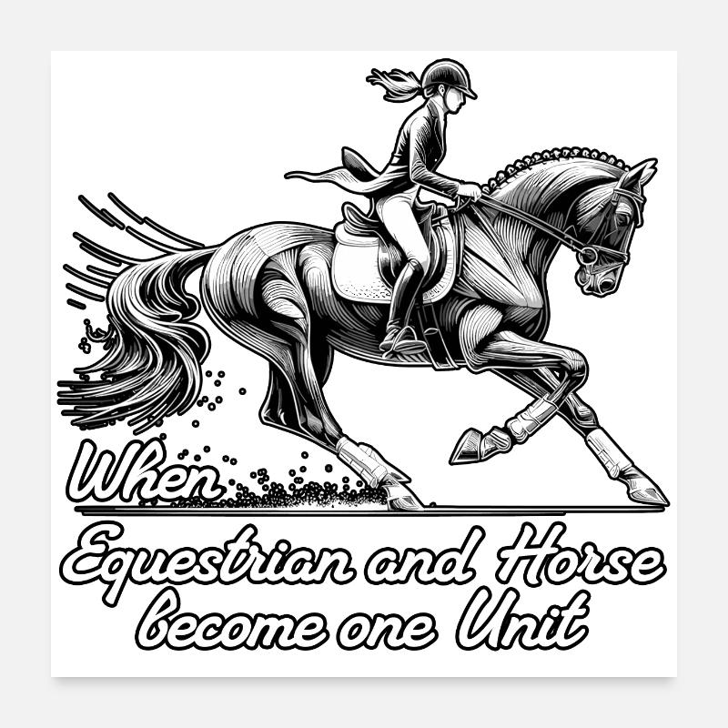 Cadeau d’unité de cheval de cavalier Poster 60 x 60 cm