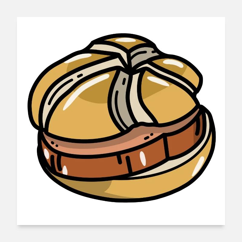 Comic Leberkäs Leberkäse Fleischkäse Buns Poster 24" x 24" (60x60 cm)