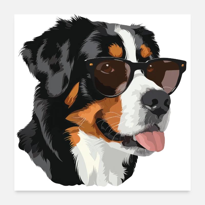 Grosser Schweizer Sennenhund - Poster 60x60 cm - Weiß
