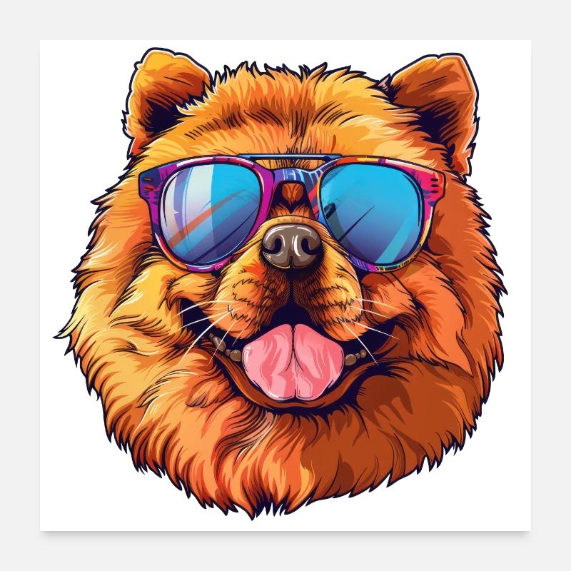 Chow Chow, Hund, Sonnenbrille, Sommer, geschenk Poster 60x60 cm