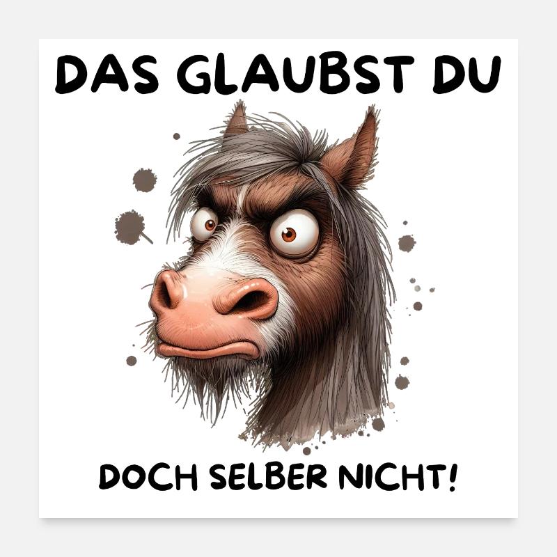 Ungläubiges Pferd Poster 60x60 cm
