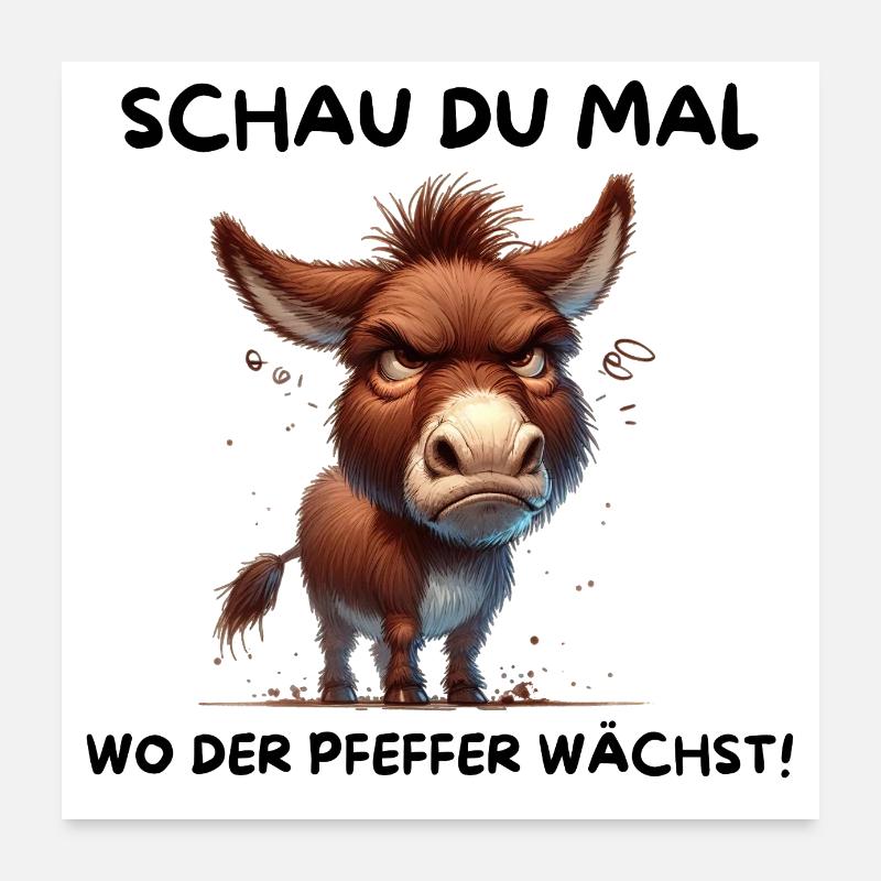 Lustiger Esel - Poster 60x60 cm - Weiß