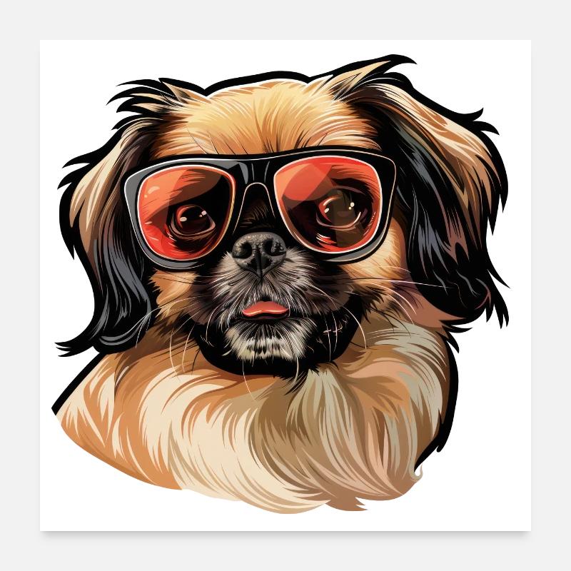 Pekingese, dog, sunglasses, summer, gift Poster 24" x 24" (60x60 cm)