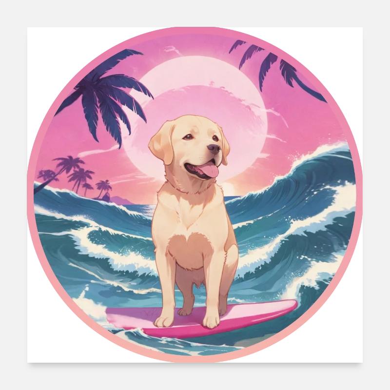 Labrador Retriever Surfer 🐾 2 Poster 24" x 24" (60x60 cm)