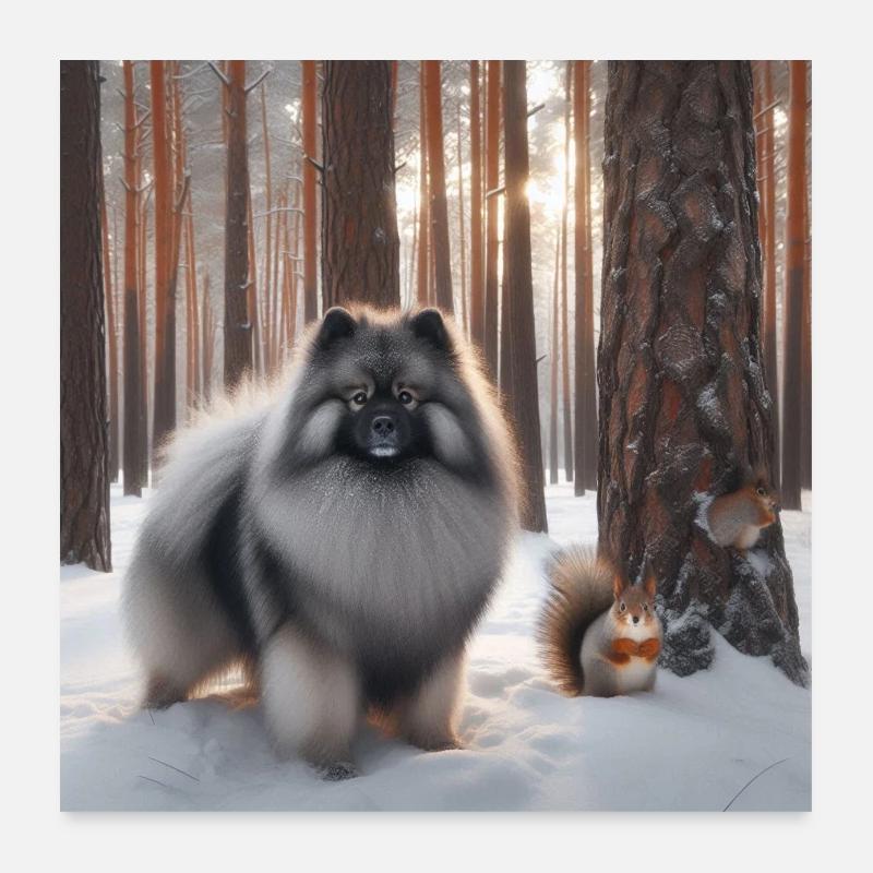 Keeshond Wolfspitz in the snow Poster 24" x 24" (60x60 cm)