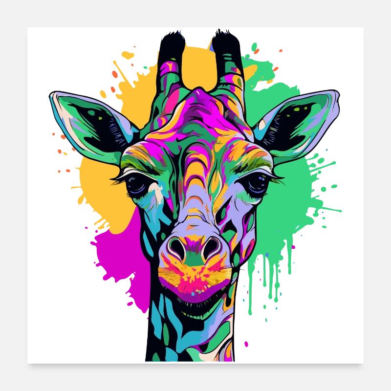 Girafe colorée Poster 60 x 60 cm