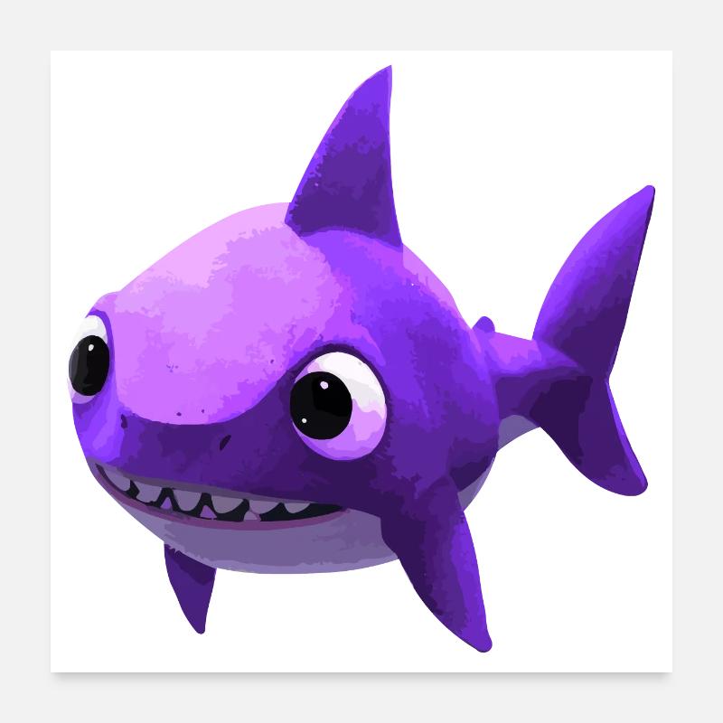 Bébé requin rose - Mignon et élégant Poster 60 x 60 cm
