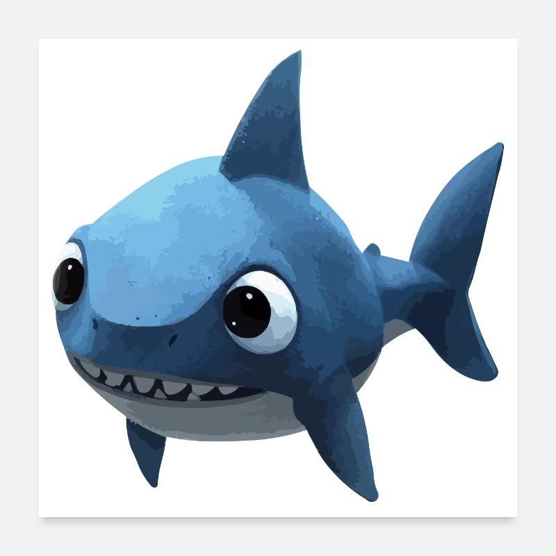 Bébé requin bleu - Mignon et élégant Poster 60 x 60 cm