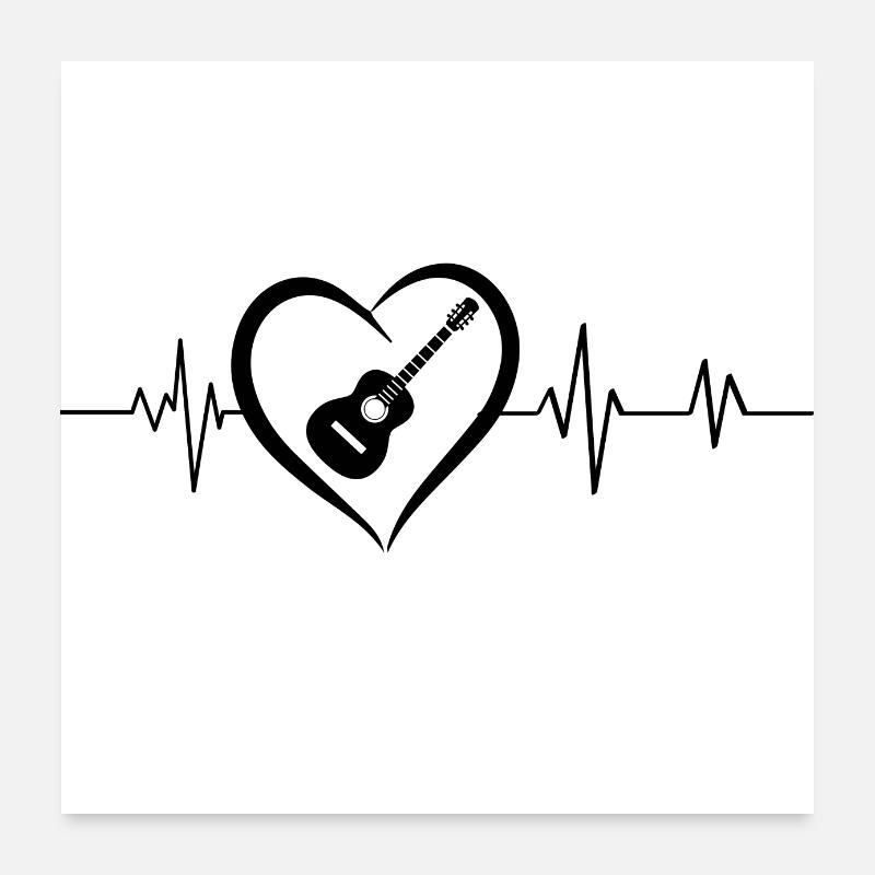 Heartbeat Guitar Poster 24" x 24" (60x60 cm)