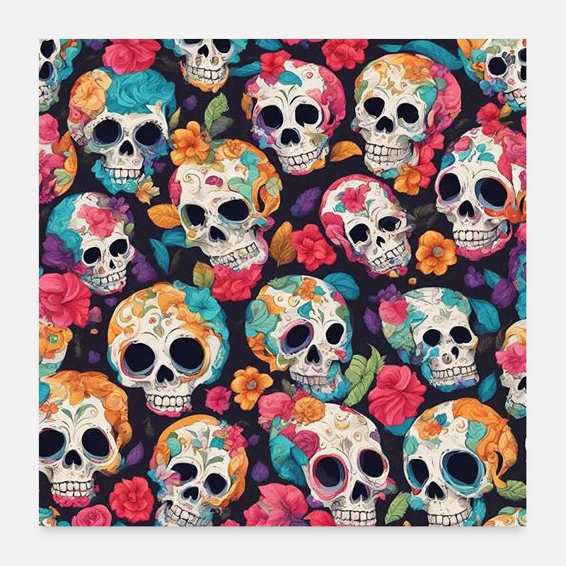 Affiche de conception de motif de crâne coloré Poster 60 x 60 cm