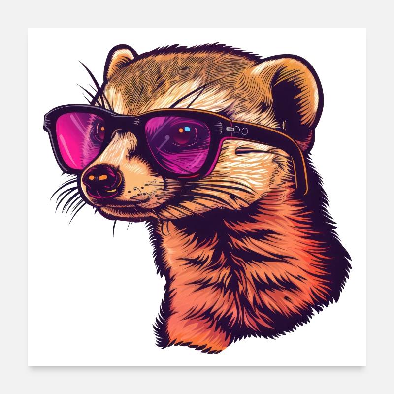 Mongoose, mongoose, sunglasses, summer, gift Poster 24" x 24" (60x60 cm)