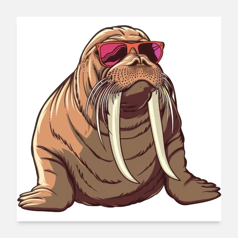 Walrus, sunglasses, summer, gift Poster 24" x 24" (60x60 cm)