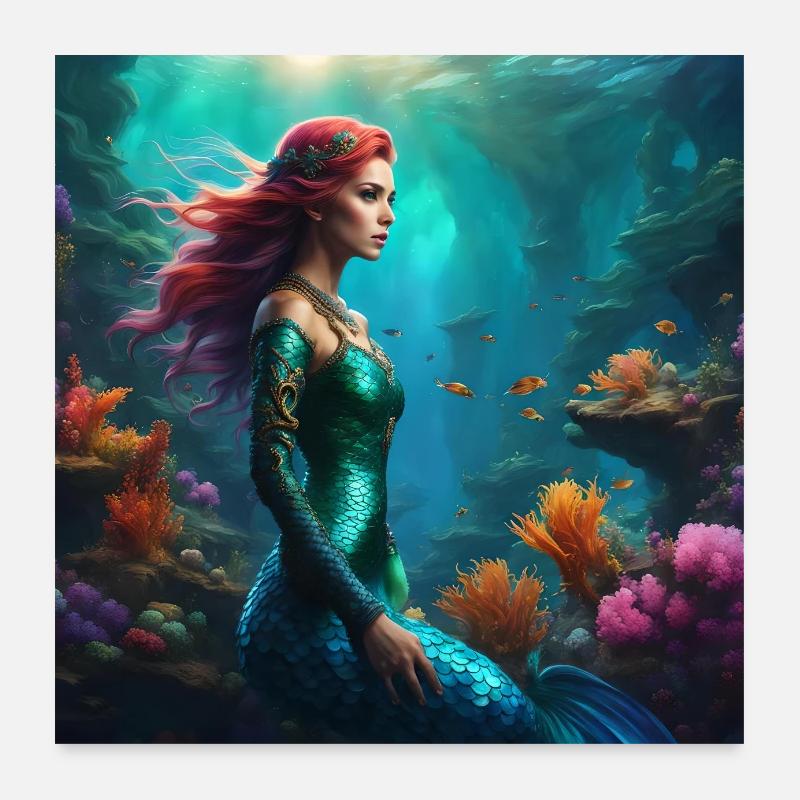 Mermaid Poster 24" x 24" (60x60 cm)