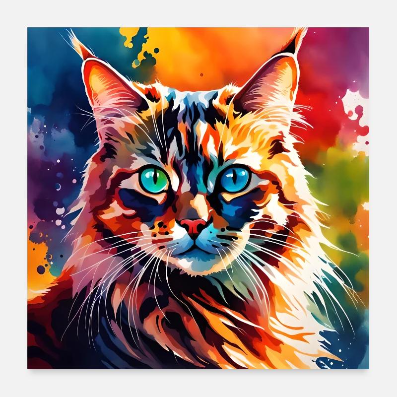 Katze farbig 1 Poster 60x60 cm