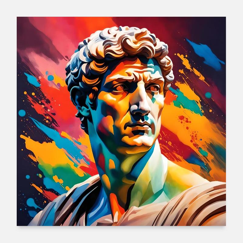 Michel-Ange David coloré - Poster 60 x 60 cm - blanc