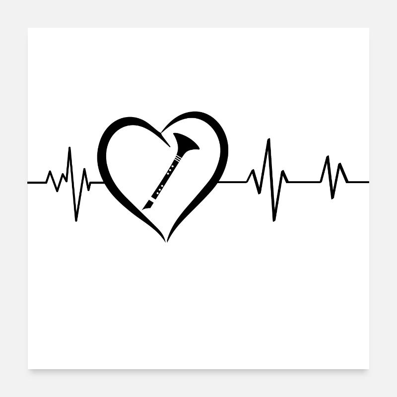 Heartbeat Clarinet Poster 24" x 24" (60x60 cm)