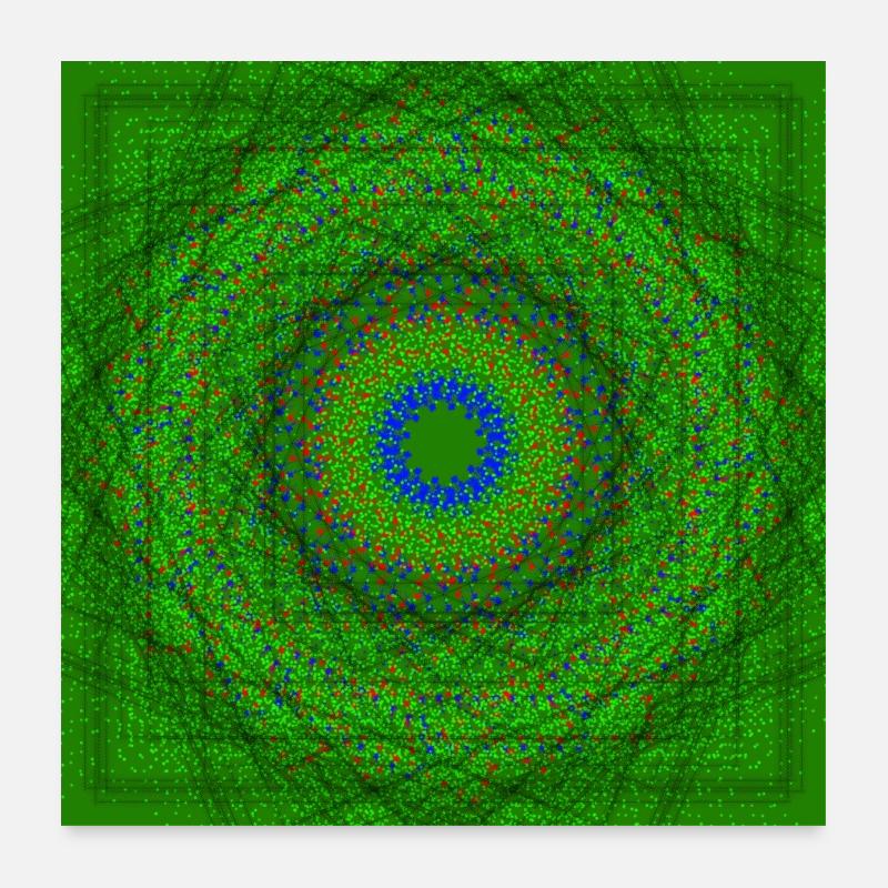 Grünes Mandala - Poster 60x60 cm - Weiß