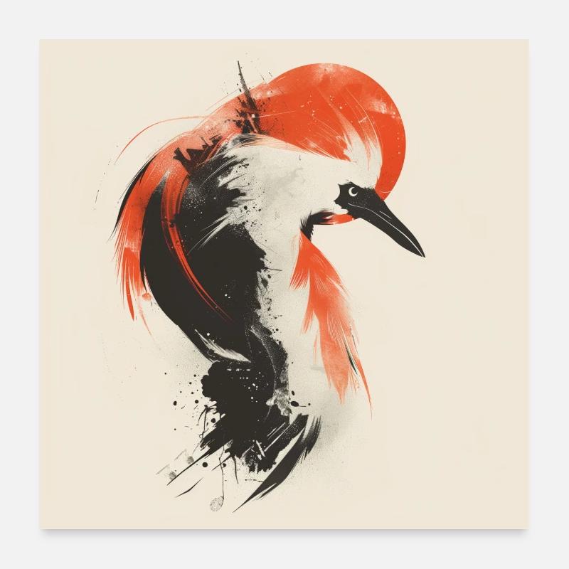 Buntes Vogel Tier Minimalistisches Kunstwerk Poster 60x60 cm