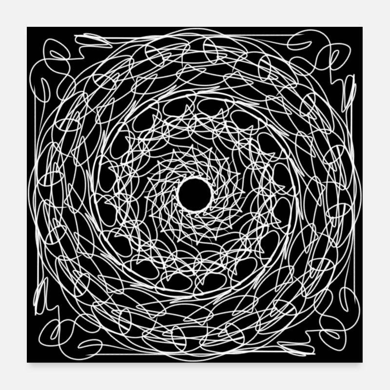 B&W Web Mandala Poster 24" x 24" (60x60 cm)