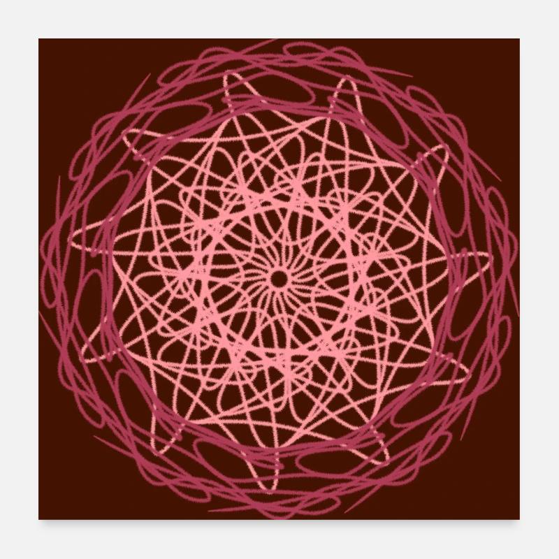 Fleur de mandala rouge Poster 60 x 60 cm
