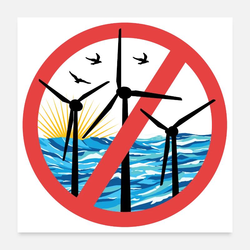Stopp Offshore Windkraft Poster 60x60 cm