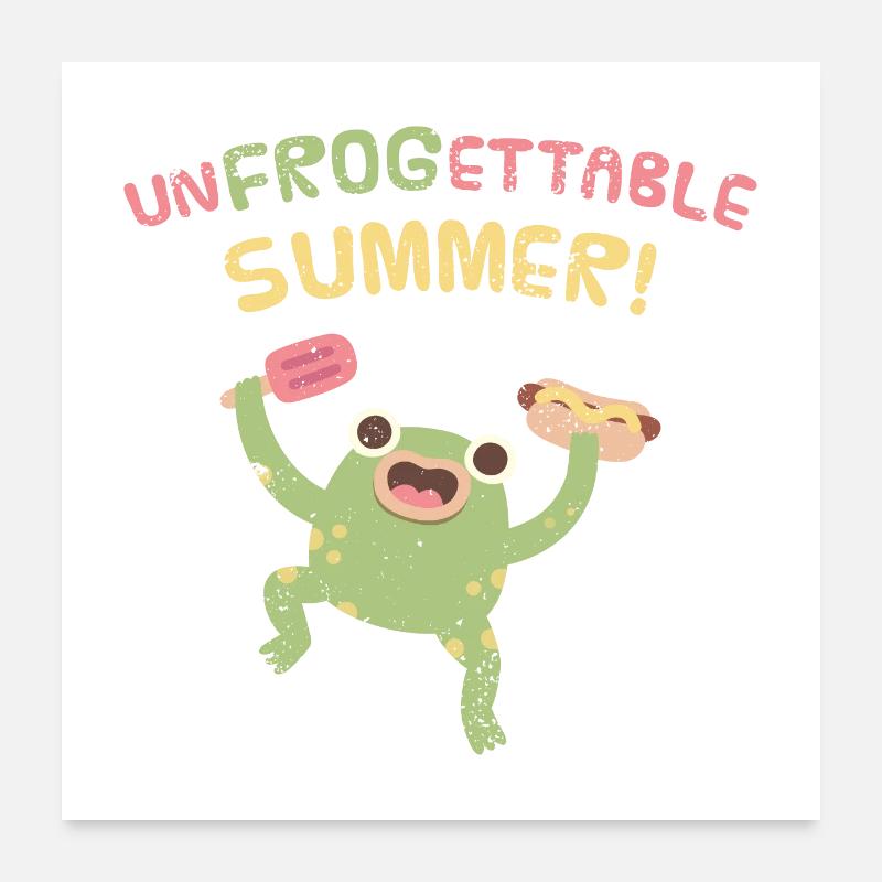 Funny Leaping Frog Unfrogettable Summer Pun Poster 24" x 24" (60x60 cm)