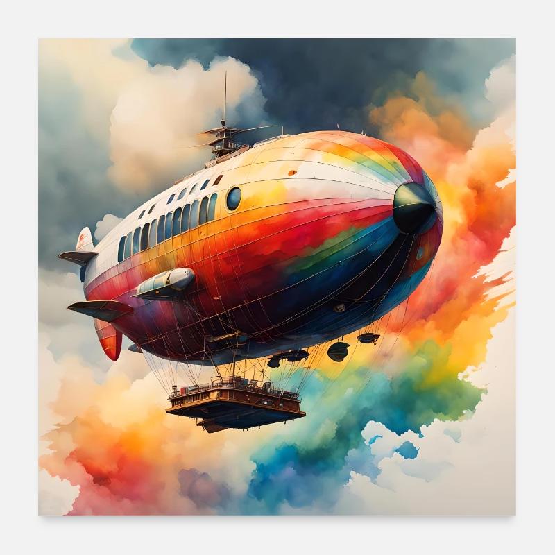 Zeppelin farbig Poster 60x60 cm