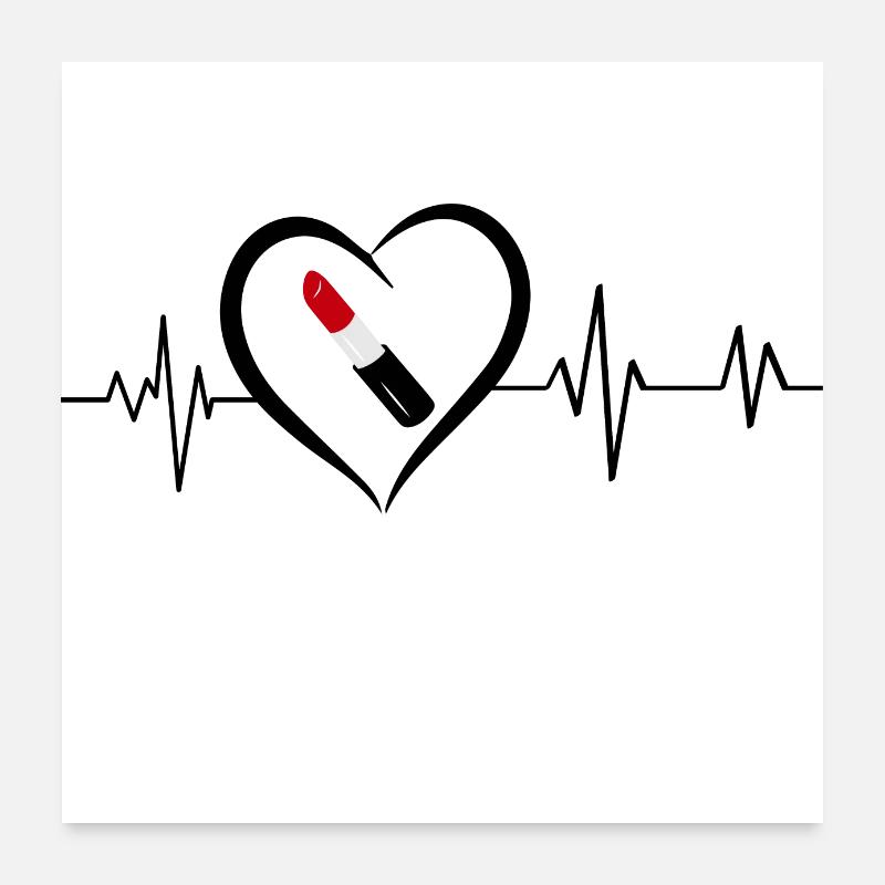 Herzschlag Lippenstift Poster 60x60 cm