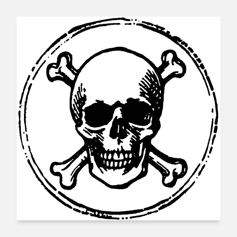 Totenkopf und Knochen Pirat Poster 60x60 cm