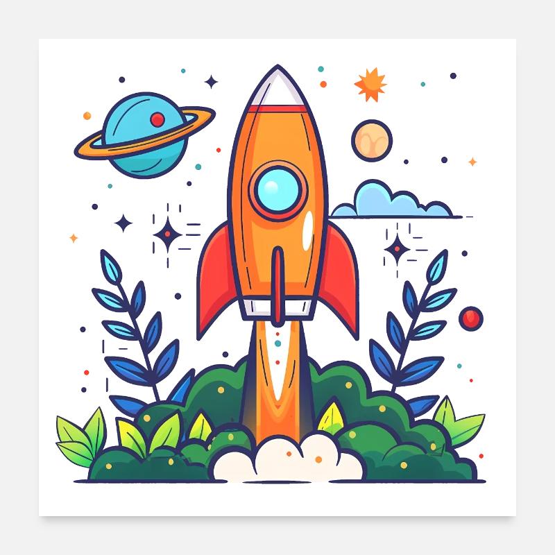 Space Rocket Poster 24" x 24" (60x60 cm)
