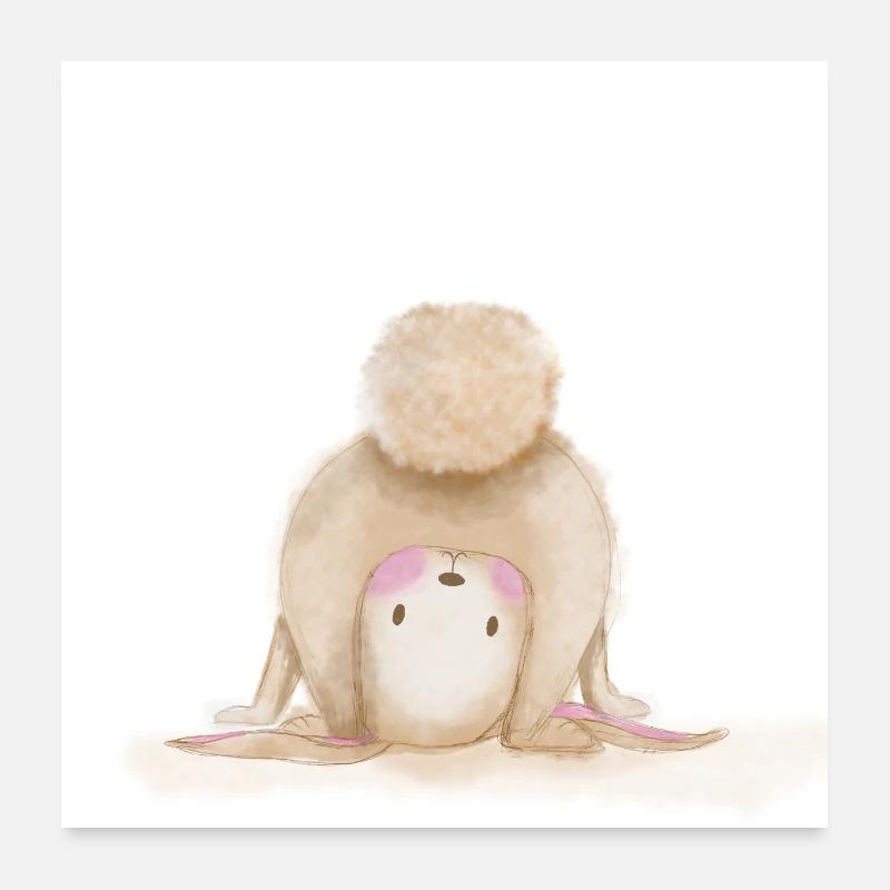 Guckguck Bunny Quadratisch - Poster 60x60 cm - Weiß