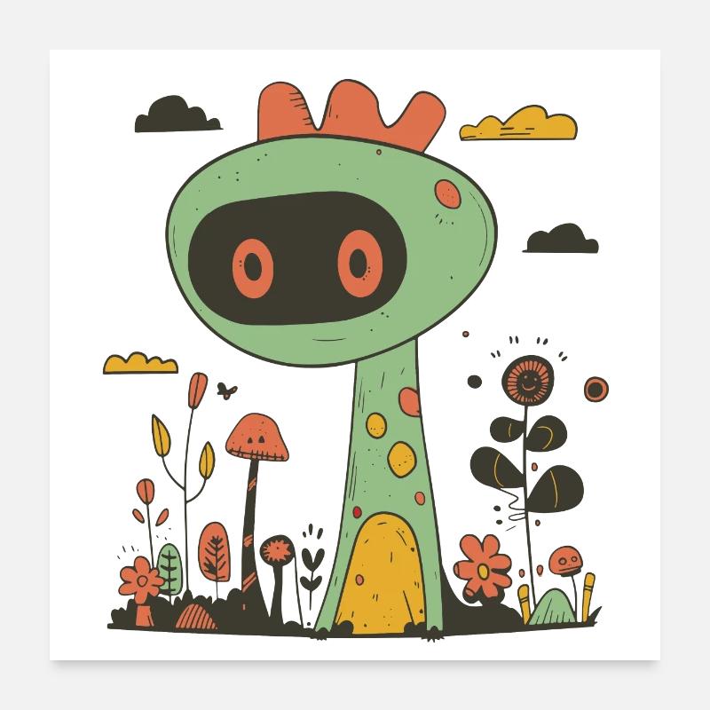 Max der Dinorannus - Poster 60x60 cm - Weiß