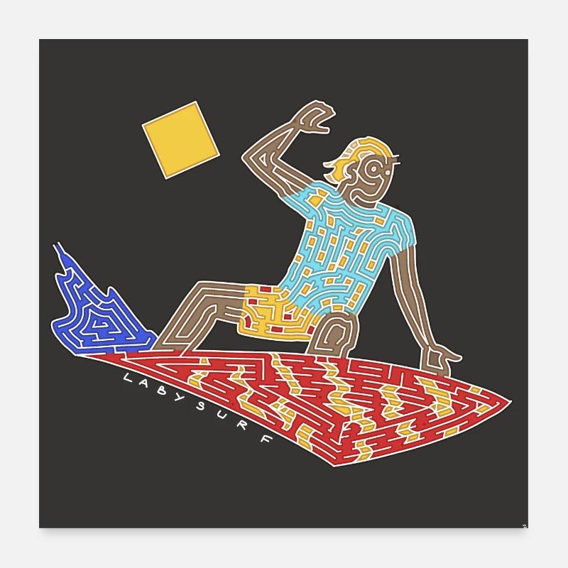 Surfer-Labyrinth Poster 60x60 cm