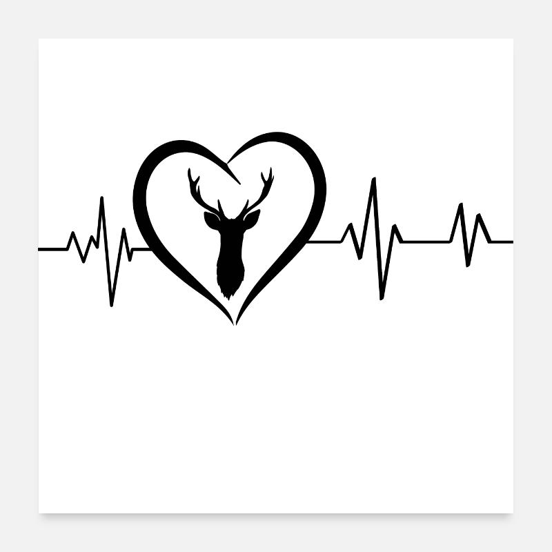 Heartbeat Deer Poster 24" x 24" (60x60 cm)
