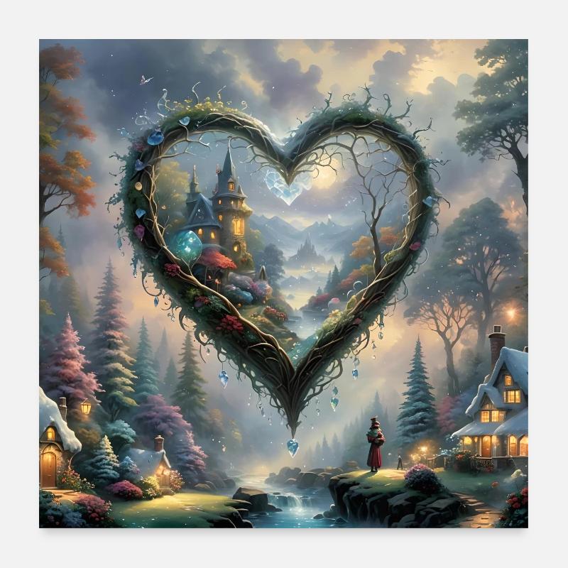 Das Herz in die Spiegelwelt Poster 60x60 cm