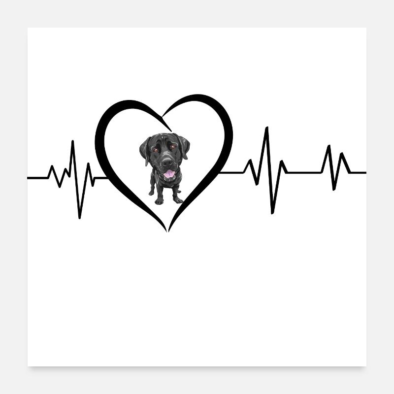battement de cœur labrador noir Poster 60 x 60 cm