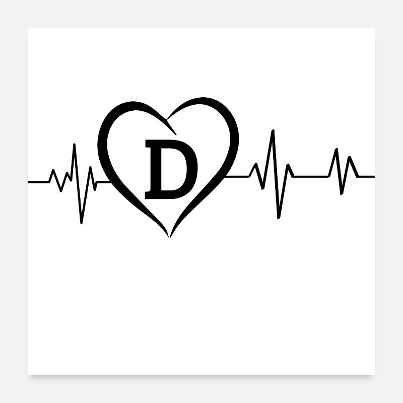 heartbeat letter d Poster 24" x 24" (60x60 cm)