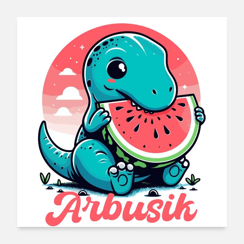 Mignon T-Rex Pastèque Arbusik Cadeau Poster 60 x 60 cm
